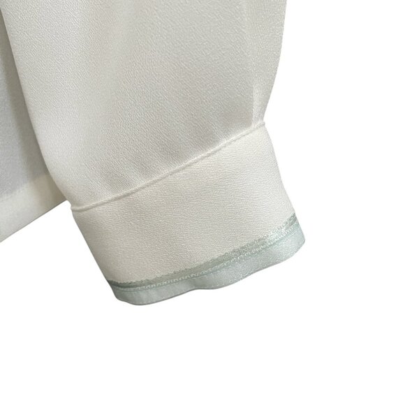 Koret Petites White Polyester Blouse 12 Embellished Collar & Cuffs Elegant Retro - Picture 8 of 13